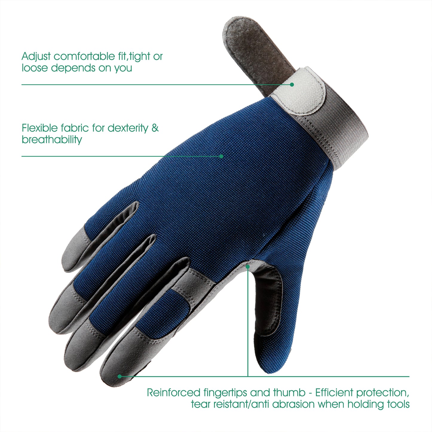COOLJOB Thorn Proof Garden Gloves with Touchscreen Fingers (Navy)