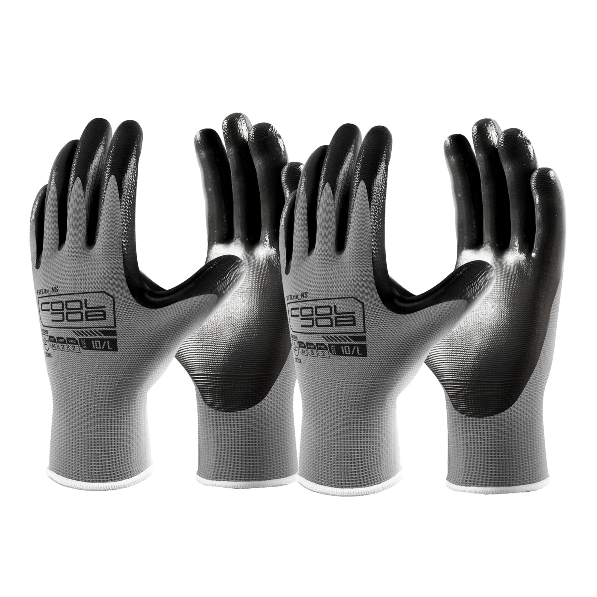 COOLJOB 10/20/60 Pairs Nitrile Dipped Safety Work Gloves with Grip, Non-slip Rubber Coated Bulk Garden Gloves