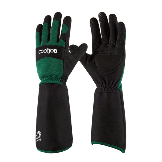 COOLJOB Thorn Proof Rose Pruning Garden Gloves, Longer Sleeve, Puncture Resistant (Green)