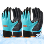COOLJOB Waterproof Winter Freezer Gloves, Double Coated Rubber Safety Work Gloves (Blue)