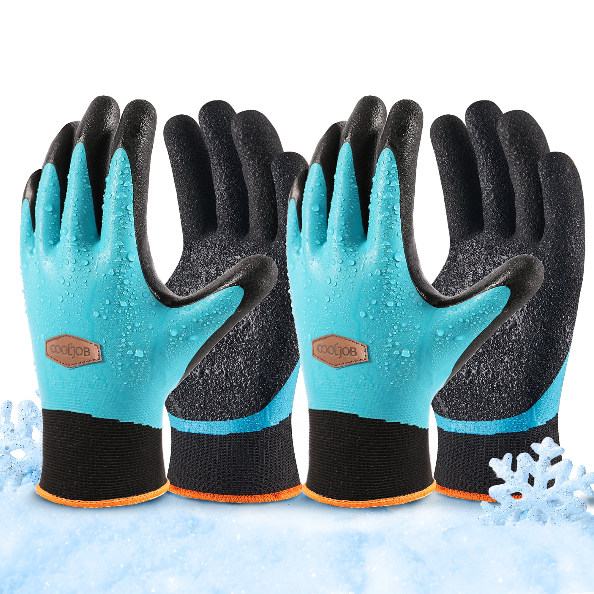COOLJOB Waterproof Winter Freezer Gloves, Double Coated Rubber Safety Work Gloves (Blue)