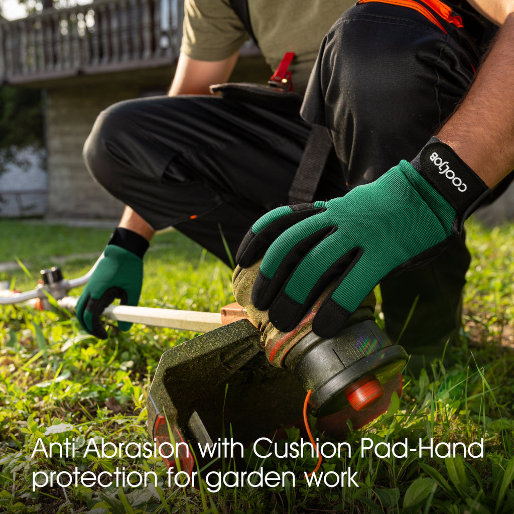 COOLJOB Thorn Proof Garden Gloves with Touchscreen Fingers (Green)