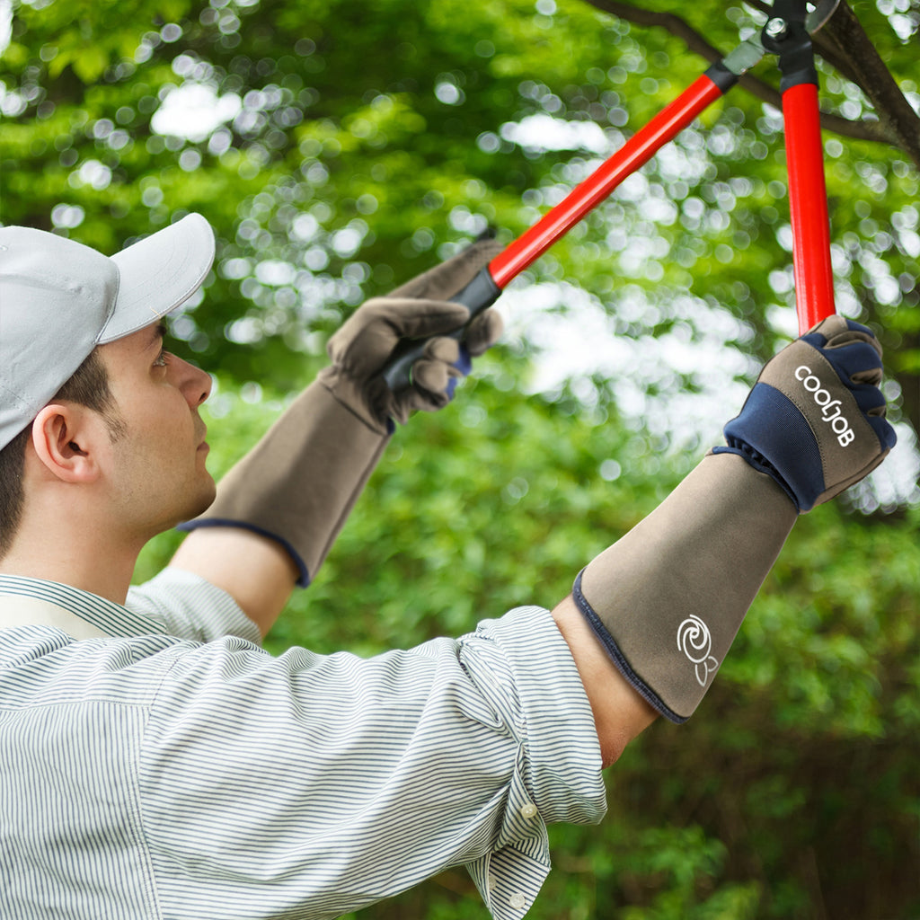 COOLJOB Thorn Proof Rose Pruning Garden Gloves, Longer Sleeve, Puncture Resistant (Blue)