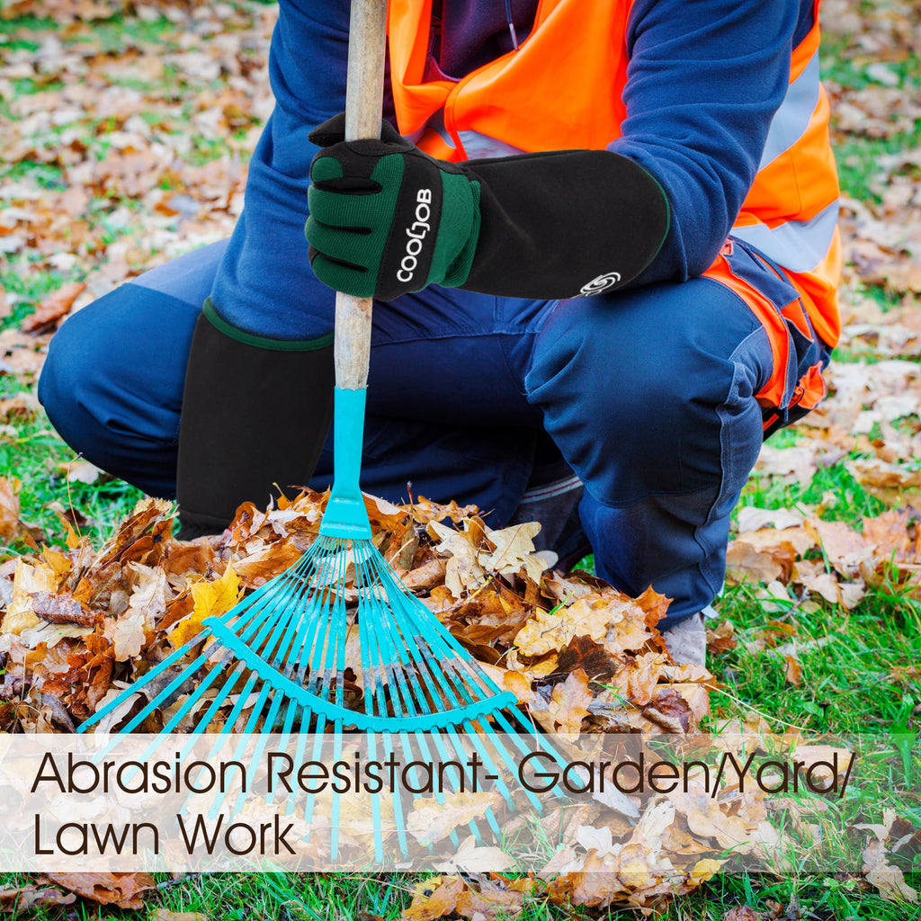 COOLJOB Thorn Proof Rose Pruning Garden Gloves, Longer Sleeve, Puncture Resistant (Green)