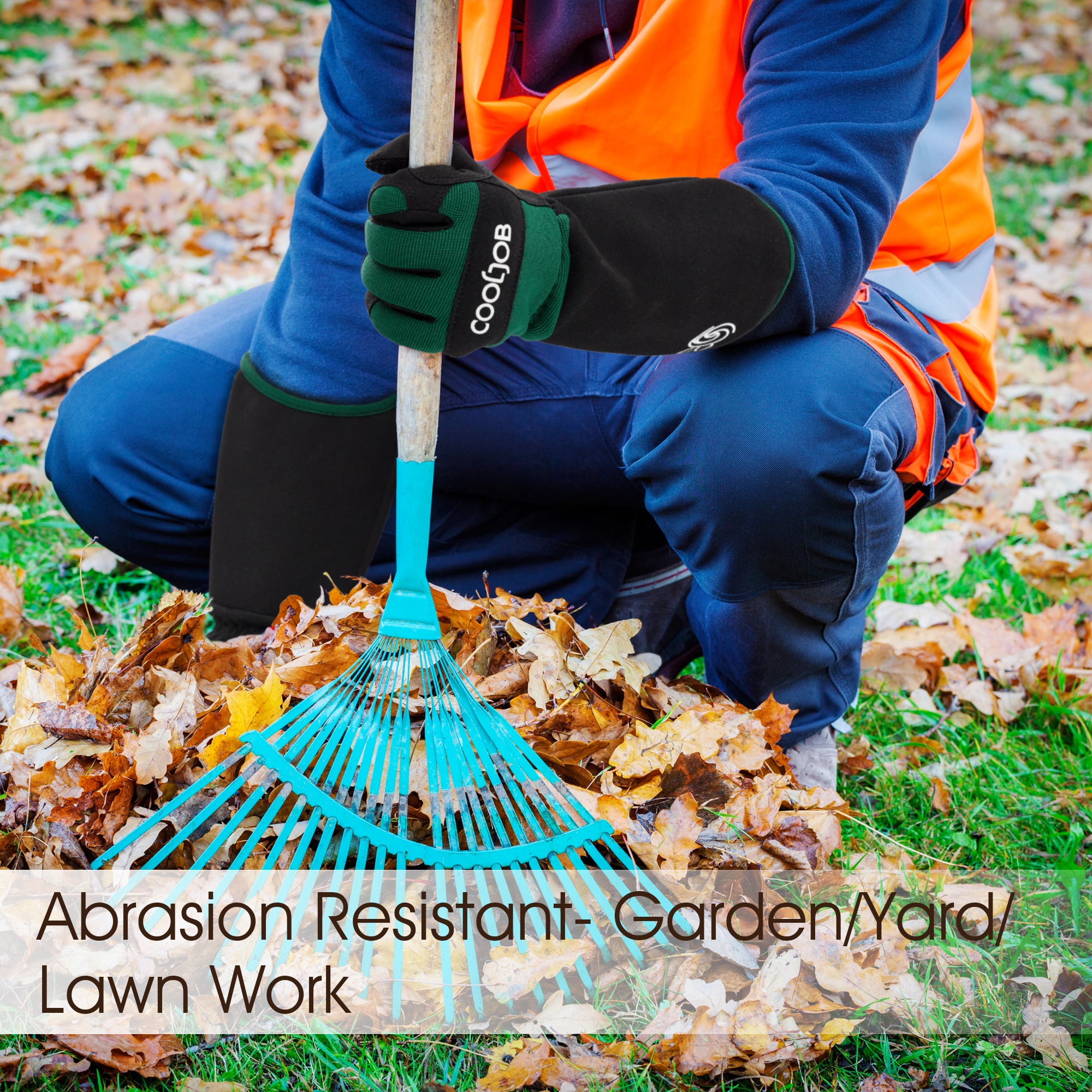 COOLJOB Thorn Proof Rose Pruning Garden Gloves, Longer Sleeve, Puncture Resistant (Green)