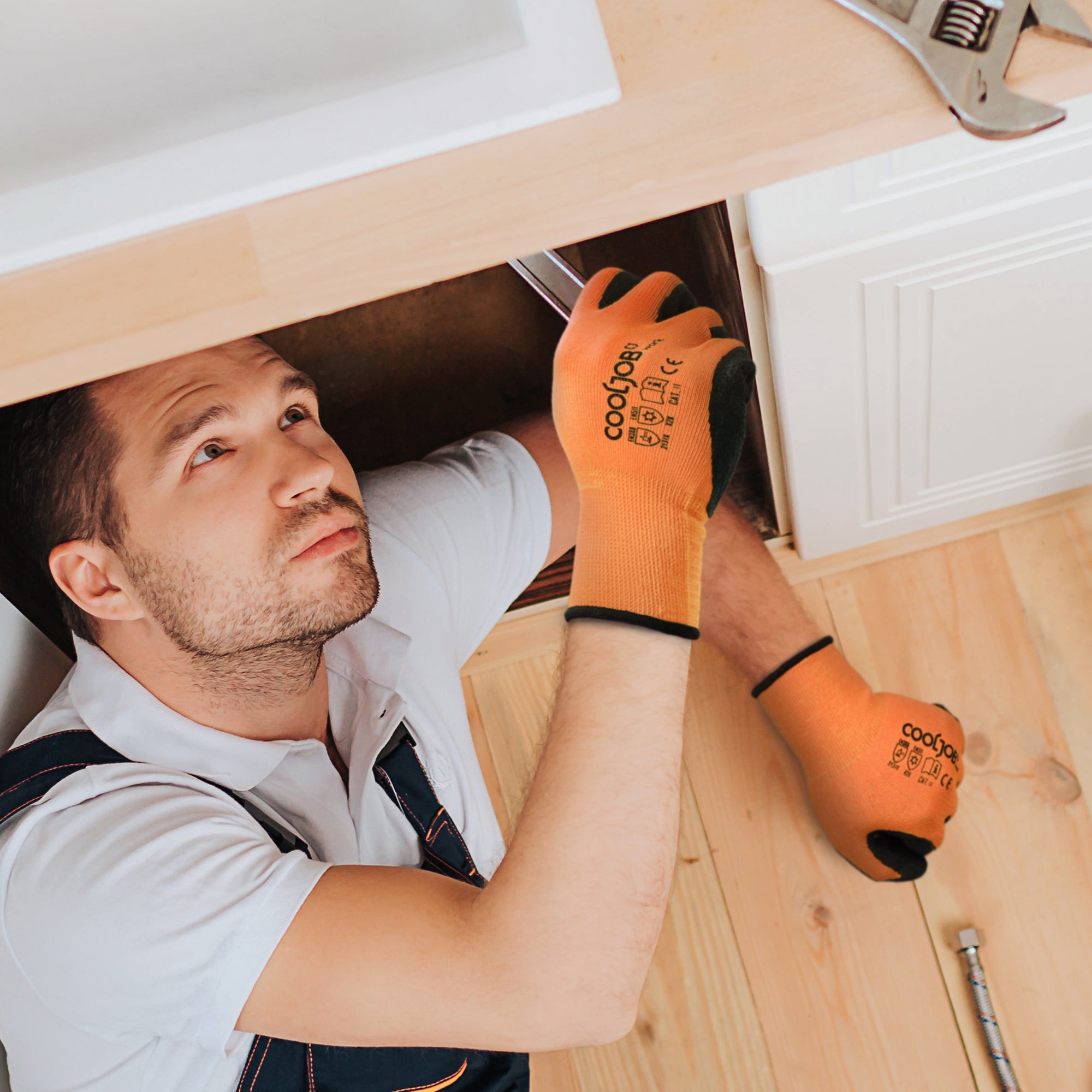 COOLJOB Safety Work Gloves with Grip Latex, Rubber Dipped Gloves