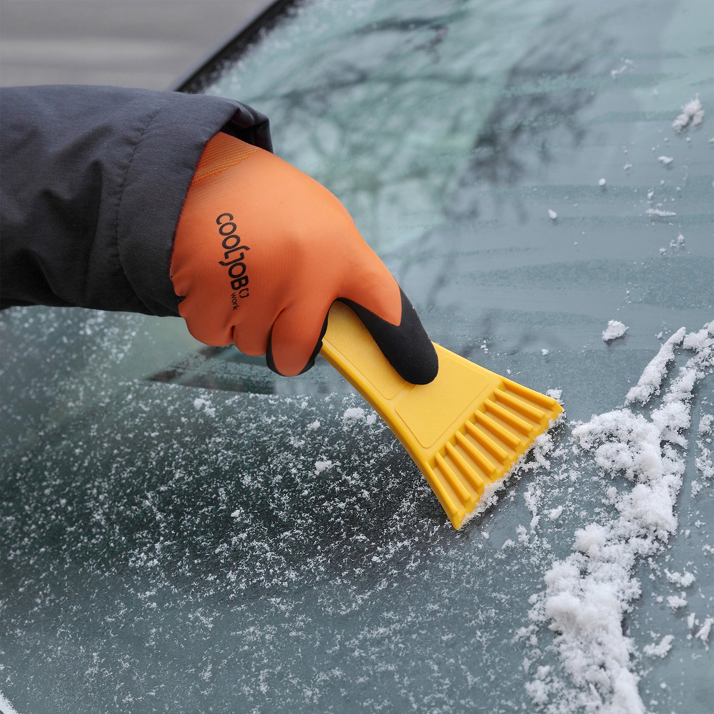 COOLJOB Waterproof Winter Freezer Gloves, Double Coated Rubber Safety Work Gloves(Orange)