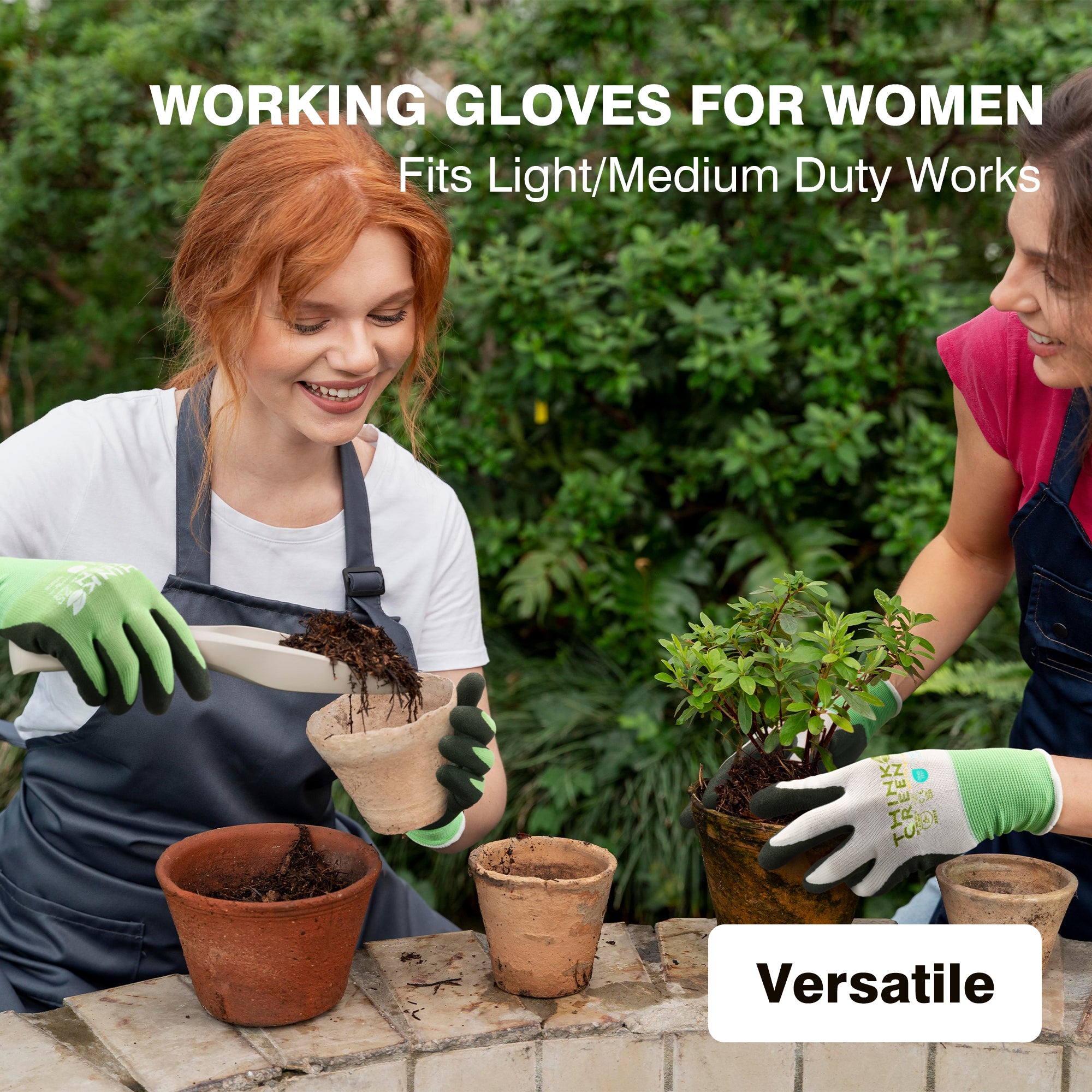 COOLJOB 3 Pairs Think Green Gardening Work Gloves, 100% Recycled Polyester with Rubber Coated