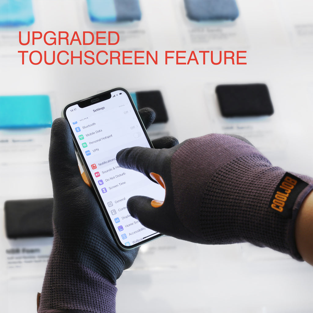 COOLJOB Winter Work Gloves with Anti-slip Grip, Touchscreen Microfoam Nitrile Dipped