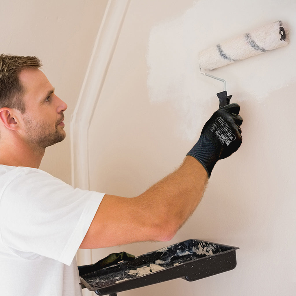 COOLJOB 120 Pairs Safety Work Gloves Pack Bulk with Grip PU Coating, Touchscreen（Black）