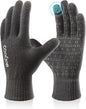 COOLJOB Warm Fleece Knit Winter Gloves, Touch Screen Fingers, Non-slip Silicone Grip and Elastic Cuff