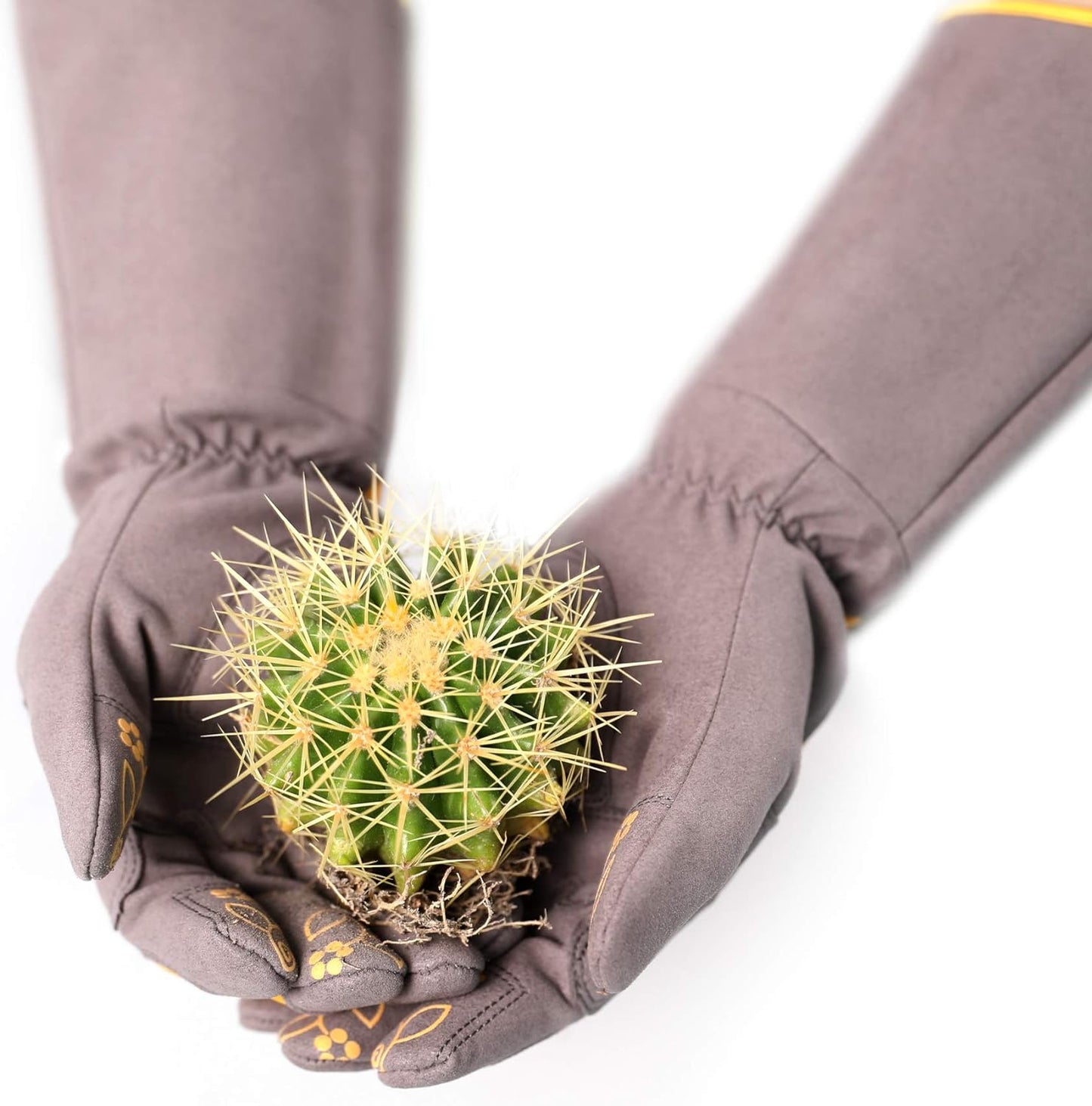COOLJOB Thorn Proof Rose Pruning Garden Gloves, Longer Sleeve, Puncture Resistant (Orange)