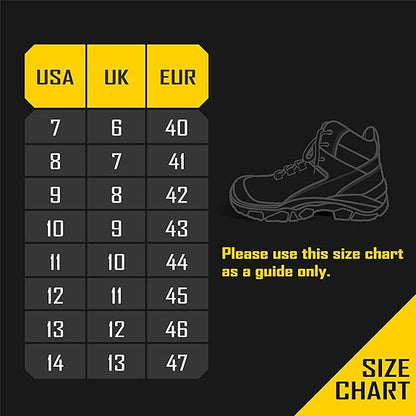 COOLJOB Steel Toe Work Boots for Men, Anti-spark Full Grain Leather Safety Shoes, Non-slip PU Outsole, Brown