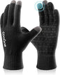 COOLJOB Warm Fleece Knit Winter Gloves, Touch Screen Fingers, Non-slip Silicone Grip and Elastic Cuff
