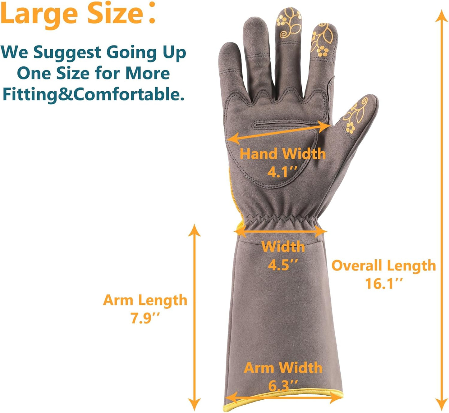 COOLJOB Thorn Proof Rose Pruning Garden Gloves, Longer Sleeve, Puncture Resistant (Orange)