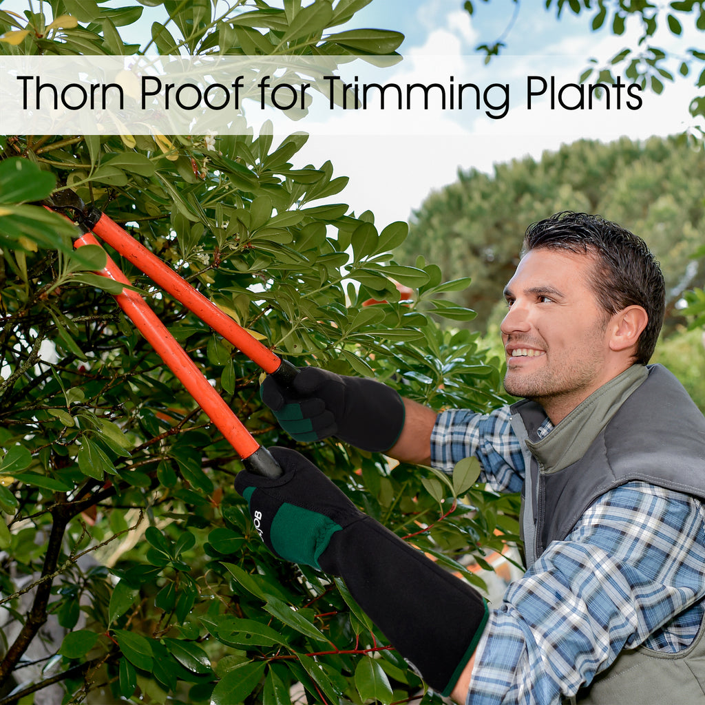 COOLJOB Thorn Proof Rose Pruning Garden Gloves, Longer Sleeve, Puncture Resistant (Green)