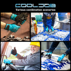 COOLJOB Thermal Warm Winter Work Blue Gloves with Grip, Rubber Coated Touchscreen Waterproof Freezer Gloves for Warehouse, 1 Pair
