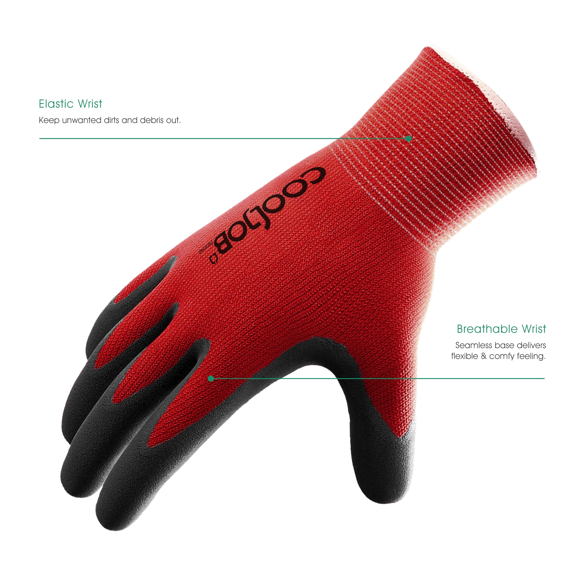 COOLJOB 2/6 Pairs Gardening Gloves for Men, Breathable Rubber Coated for Garden Weeding Landscaping