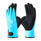 COOLJOB Thermal Warm Winter Work Blue Gloves with Grip, Rubber Coated Touchscreen Waterproof Freezer Gloves for Warehouse, 1 Pair