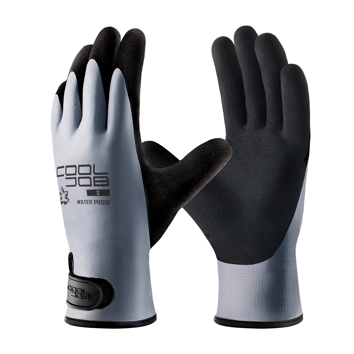 COOLJOB Thermal Warm Winter Work Dark Gray Gloves with Grip, Rubber Coated Touchscreen Waterproof Freezer Gloves for Warehouse, 1 Pair