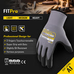 COOLJOB 6 Pairs Nitrile Rubber Dipped Safety Work Gloves with Grip Dots, Touchscreen