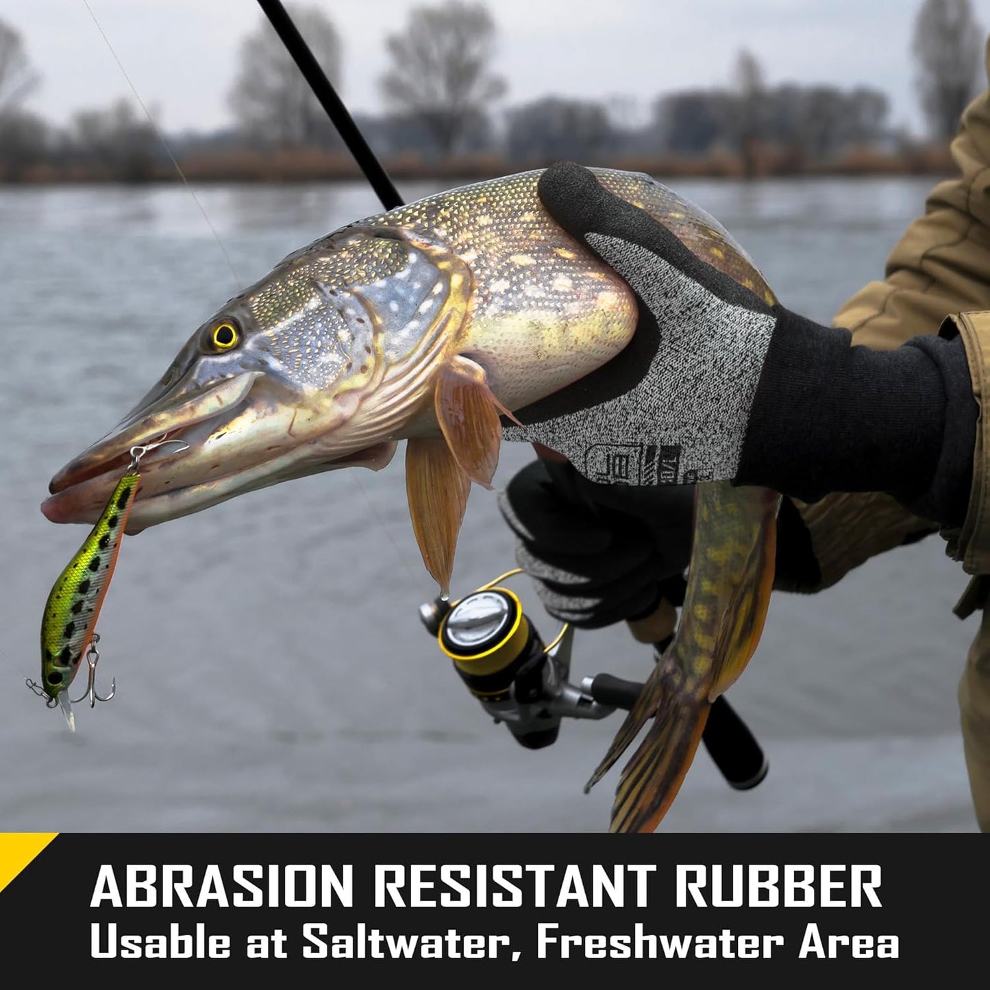 COOLJOB A3 Cut Resistant Fishing Gloves, Touchscreen Safety Work Gloves
