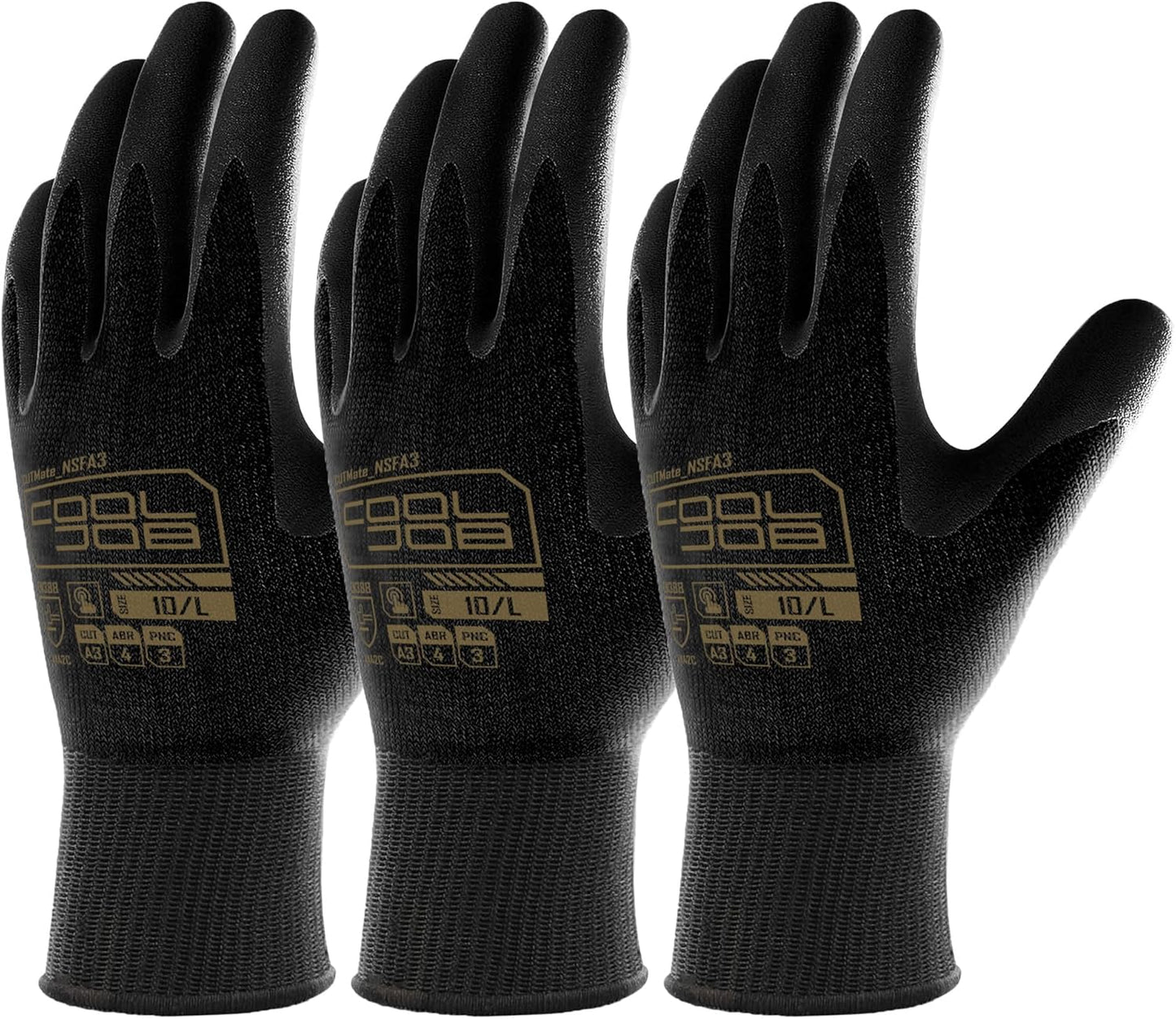 COOLJOB A3 Cut Resistant Fishing Gloves, Touchscreen Safety Work Gloves