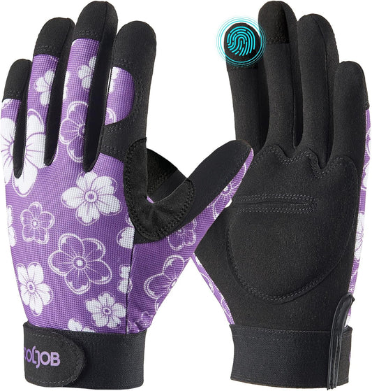 COOLJOB Gardening Work Gloves for Women, Thorn Proof, Puncture Resistant Anti-Slip Flexible, Touchscreen