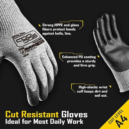 COOLJOB 12/120 Pairs A4 Cut Resistant Safety Work Gloves with Grip
