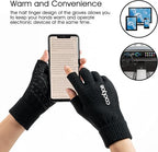 COOLJOB 2 Pairs Warm Knit Fingerless Gloves, Half Finger Winter Stretchy Mittens with Non-Slip Silicone Grip