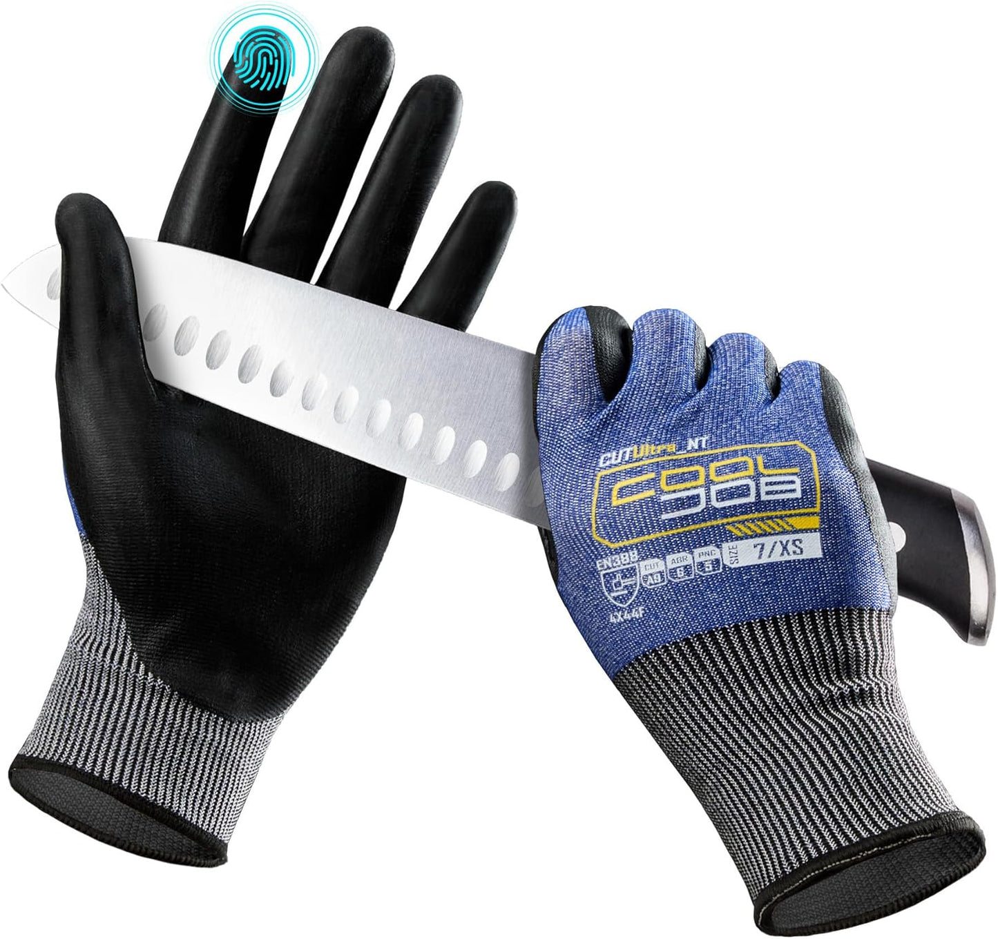 COOLJOB 1/3 Pairs A9 Cut Resistant Fishing Gloves, Touchscreen, Safety Work Gloves
