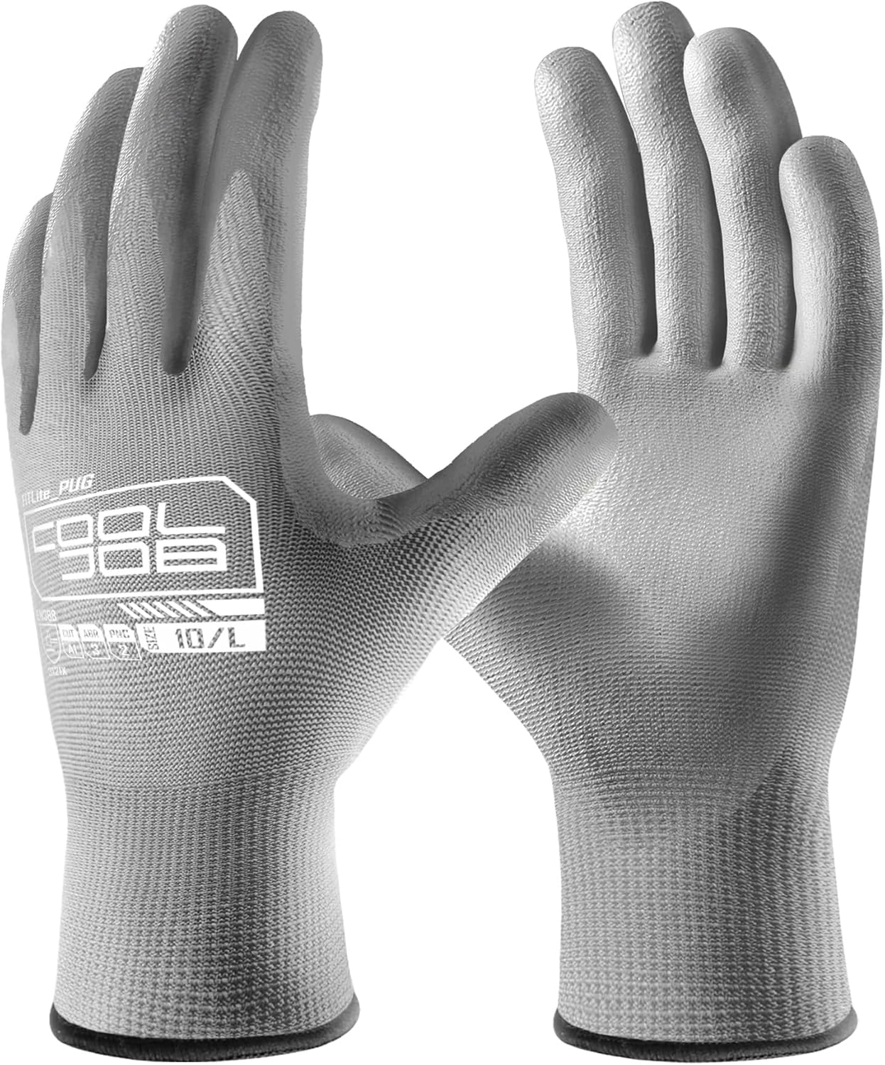 COOLJOB 12/60/120 Pairs Safety Work Gloves Pack Bulk with Grip PU Coating（Grey）