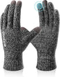 COOLJOB Warm Fleece Knit Winter Gloves, Touch Screen Fingers, Non-slip Silicone Grip and Elastic Cuff