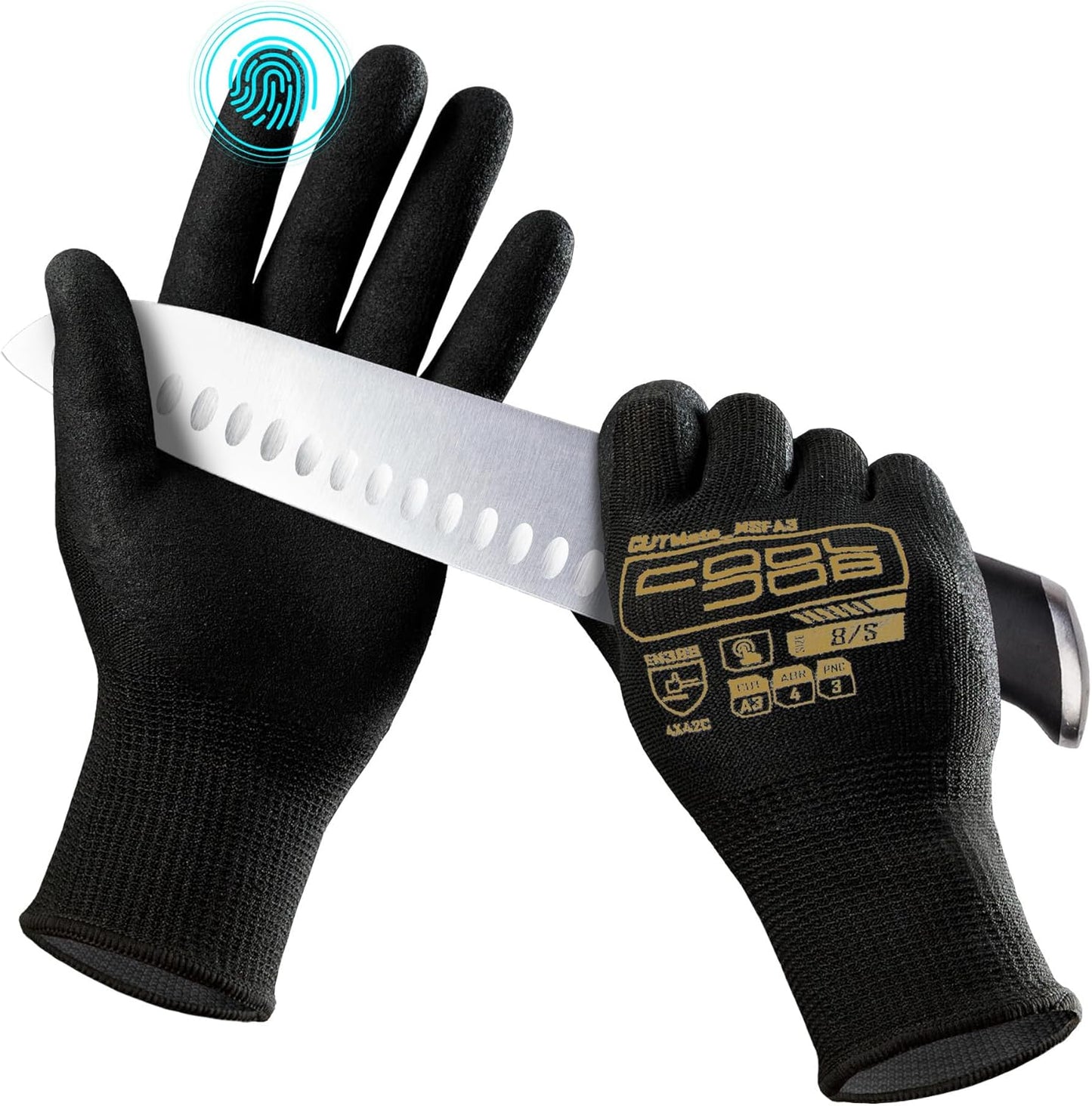 COOLJOB A3 Cut Resistant Fishing Gloves, Touchscreen Safety Work Gloves