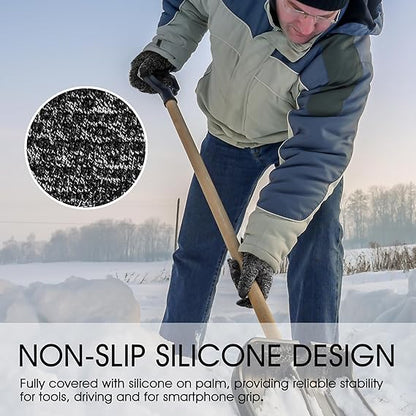 COOLJOB Warm Fleece Knit Winter Gloves, Touch Screen Fingers, Non-slip Silicone Grip and Elastic Cuff
