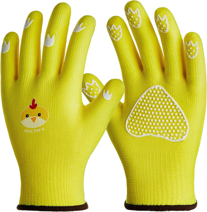 COOLJOB Breathable Toddler Work Gloves for Gardening 100% Jersey Nylon Kids Garden Gloves with Grip, 1 Pair
