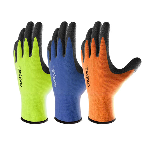 COOLJOB Safety Work Gloves with Grip Latex, Rubber Dipped Gloves