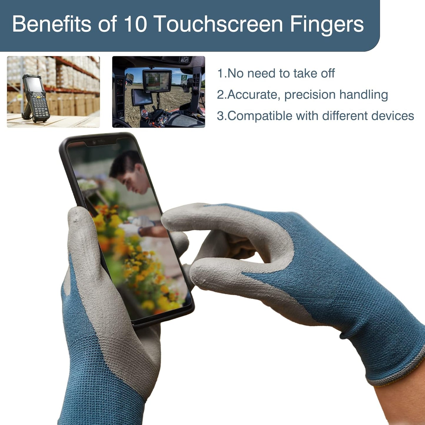 COOLJOB 2/60/120 Pairs Micro-Foam Nitrile Safety Work Garden Gloves with Touchscreen Fingers