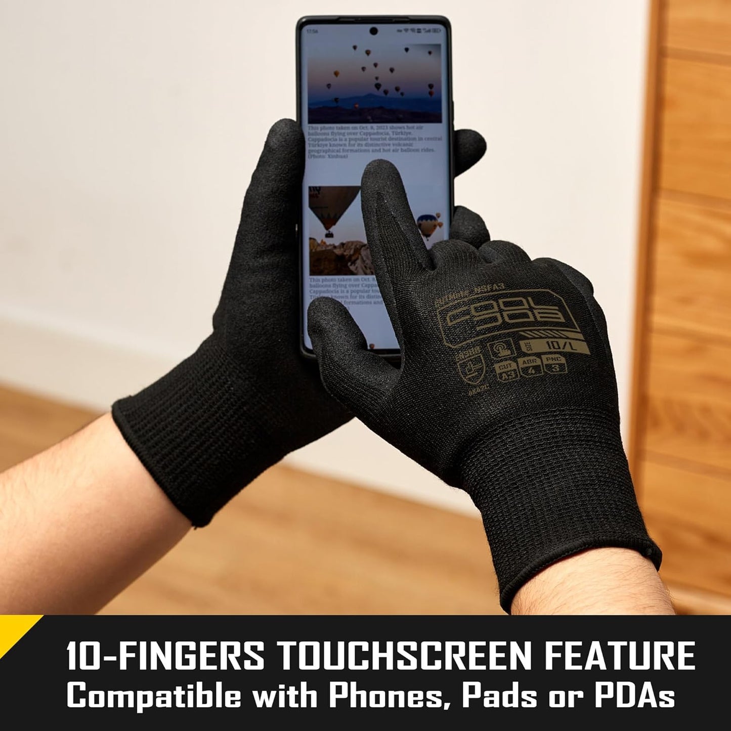 COOLJOB A3 Cut Resistant Fishing Gloves, Touchscreen Safety Work Gloves