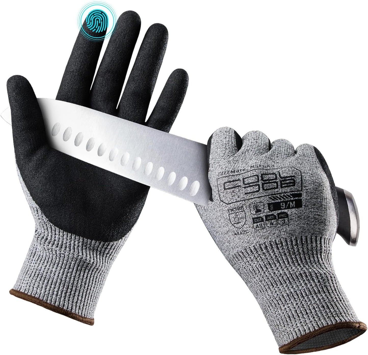 COOLJOB A3 Cut Resistant Fishing Gloves, Touchscreen Safety Work Gloves