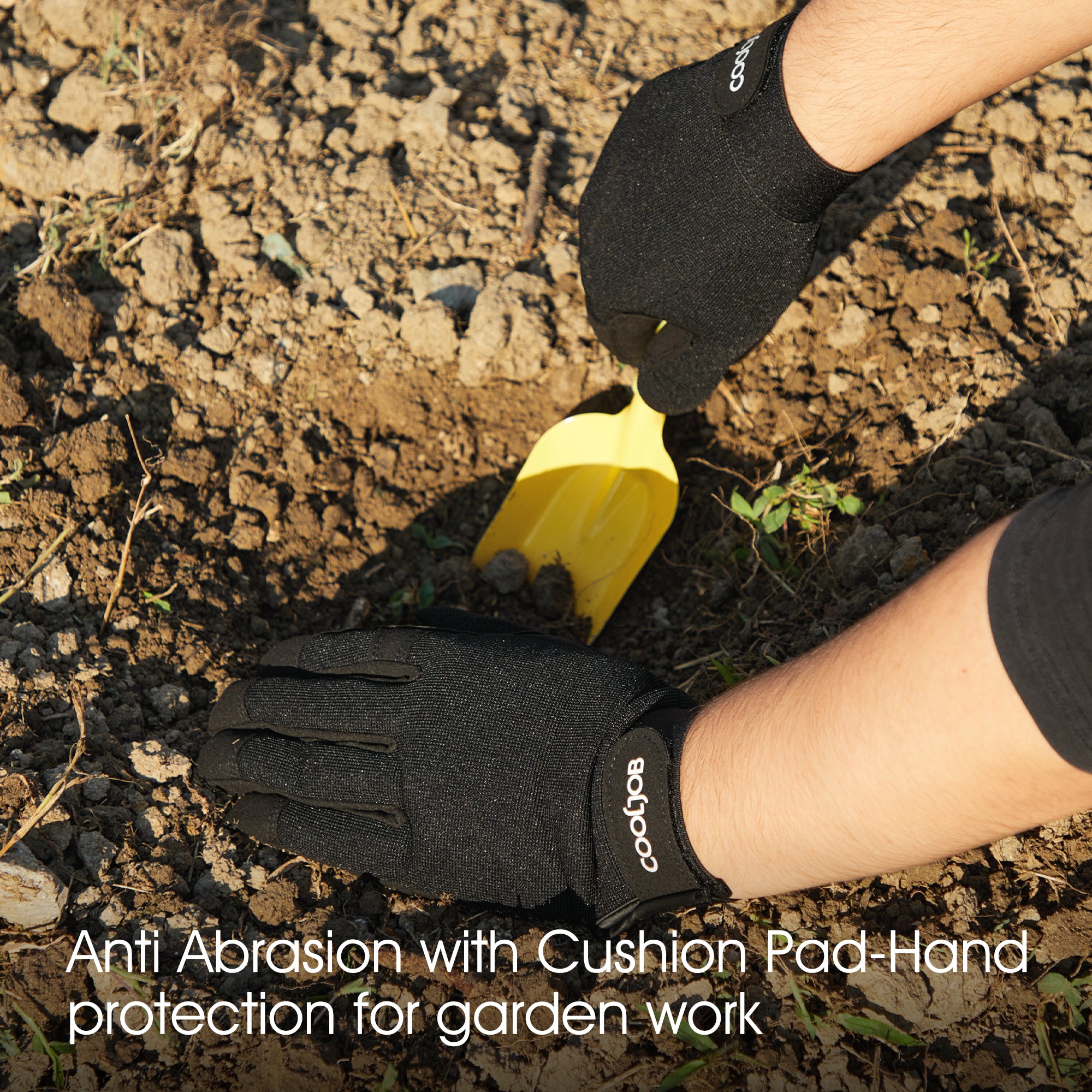 anti thorn gardening gloves COOLJOB Thorn Proof Garden Gloves with Palm Cushion for Men, Rose Pruning Work Gloves with Touchscreen Fingers (Black)