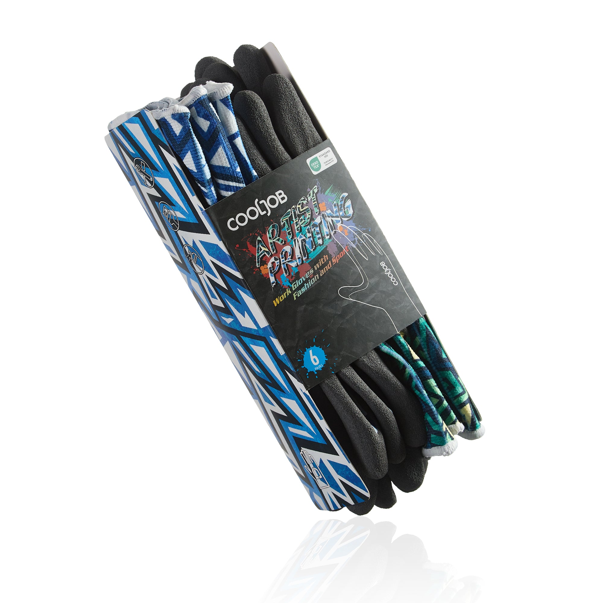 COOLJOB 6 Pairs Safety Nitrile Work Garden Gloves, Touch Screen Working Yard with Grip for Men