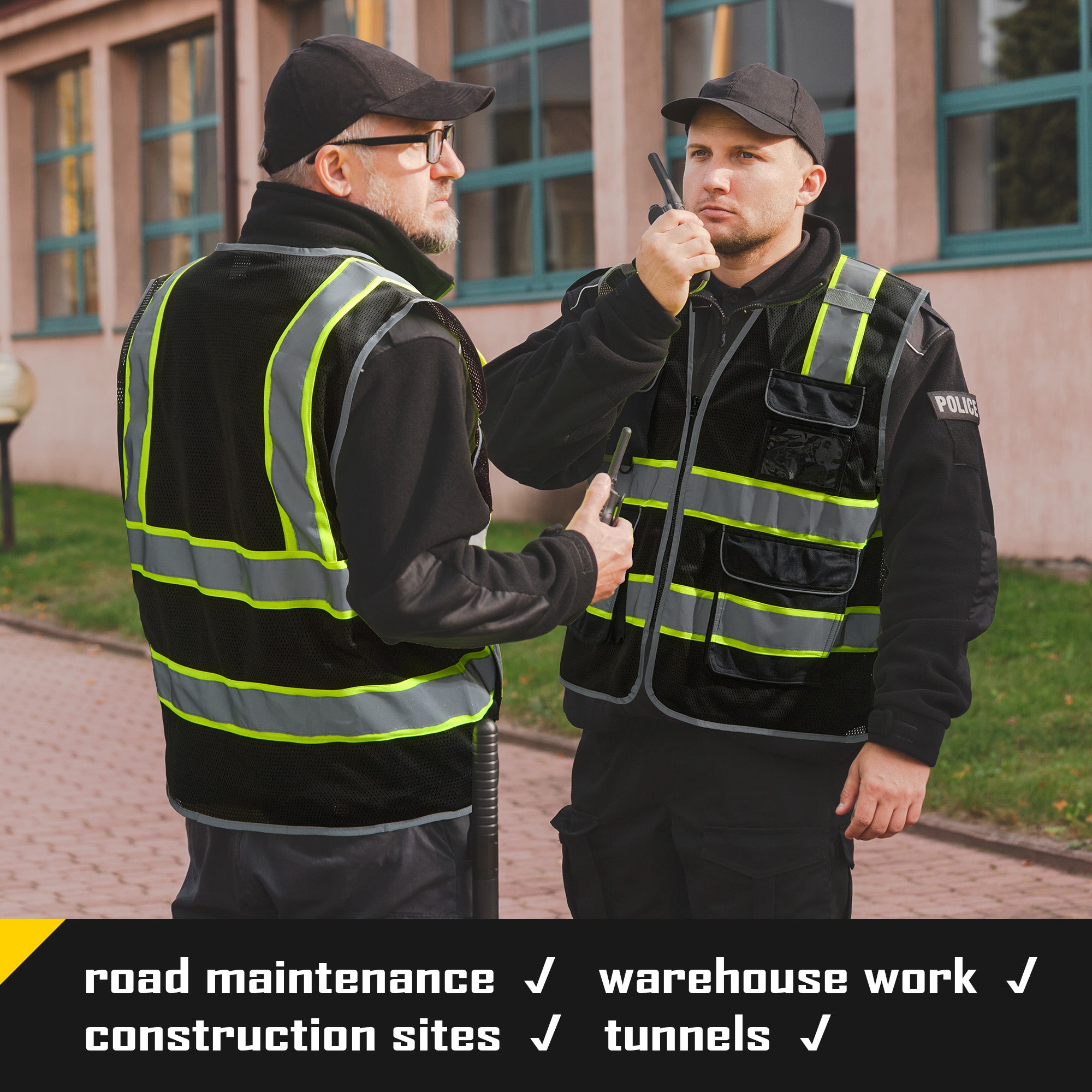 COOLJOB 9 Pockets Reflective Mesh Safety Vest for Men, Hi-vis Work Vest for Construction, Class 2 ANSI Standard