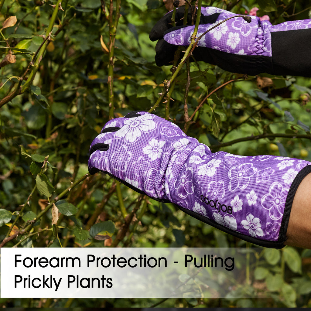 COOLJOB Thorn Proof Rose Pruning Garden Gloves, Longer Sleeve, Puncture Resistant (Purple)