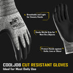 COOLJOB A3 Cut Resistant Safety Work Gloves, Touchscreen, Fishing Gloves