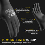 COOLJOB 120 Pairs Safety Work Gloves Pack Bulk with Grip PU Coating, Touchscreen（Black）