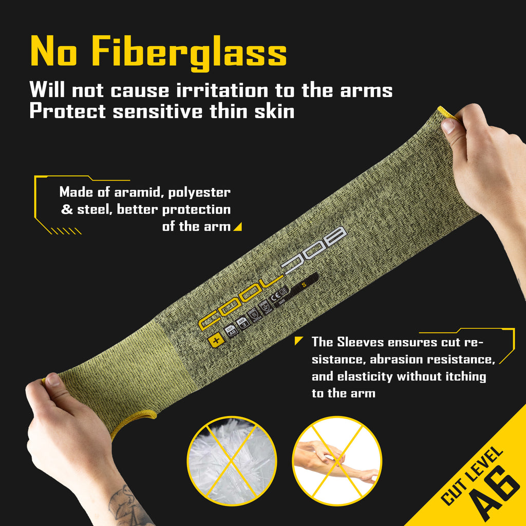 COOLJOB A6 Cut Resistant Sleeves for Gardening Pruning Fishing, 18” Arm Protection, UPF 50+