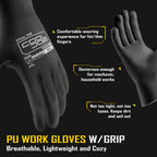 COOLJOB 12/60/120 Pairs Safety Work Gloves Pack Bulk with Grip PU Coating（Black）