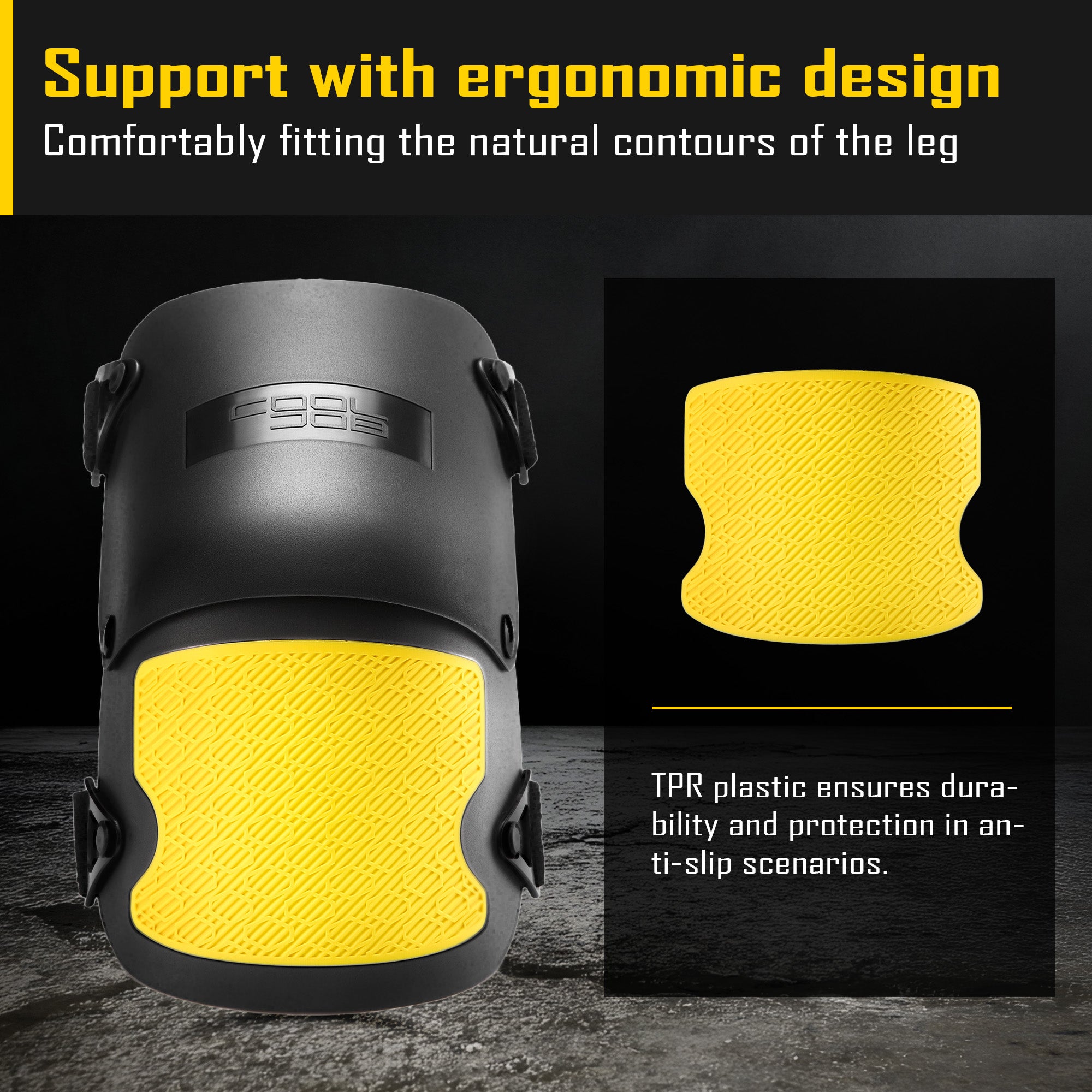 COOLJOB Heavy Duty Knee Pads with Anti-slip Strong Double Straps, Safety Work Knee Pads with Foam Padding