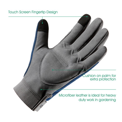 COOLJOB Thorn Proof Garden Gloves with Touchscreen Fingers (Navy)